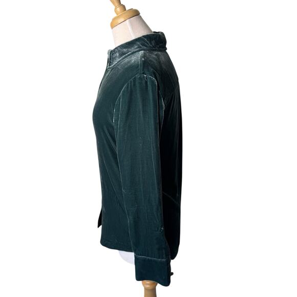 FAHERTY Vintage Silk Velvet Genevieve Shirt Emerald Green Size XS - Picture 6 of 10